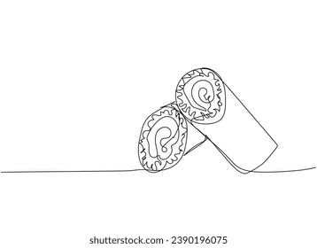 Sushi roll, Ehomaki, Sushi Summer Rolls one line art. Continuous line drawing of sushi, japanese, food, roll, culture, tasty, restaurant, japan, asian, sea, menu