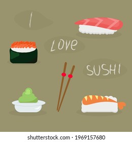 sushi roll, flat dinner, food