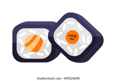 Sushi and roll flat food and japanese seafood sushi