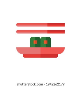 Sushi Roll Flat Icon Logo Illustration Vector Isolated. Japanese Food and Restaurant Icon-Set. Suitable for Web Design, Logo, App, and Upscale Your Business.
