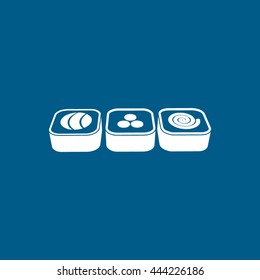 Sushi Roll Flat Icon On Blue Background