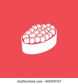 Sushi Roll Flat Icon On Red Background