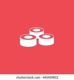 Sushi Roll Flat Icon On Red Background