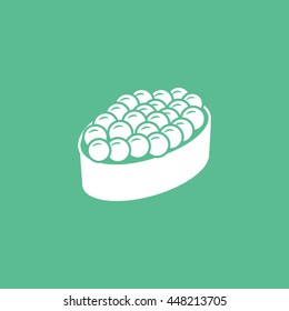 Sushi Roll Flat Icon On Green Background