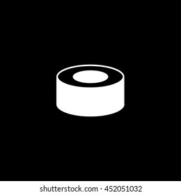 Sushi Roll  Flat Icon On Black Background