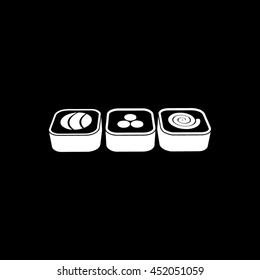Sushi Roll  Flat Icon On Black Background