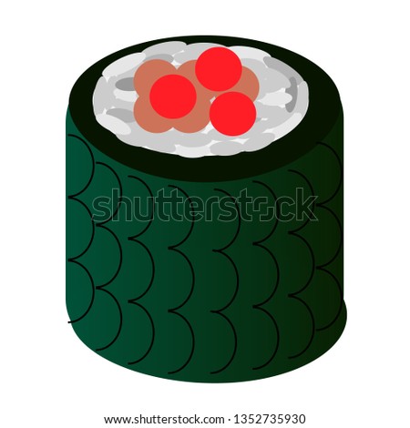 sushi roll flat illustration on white