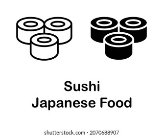 Sushi roll flat line icon. Japanese food. Outline sign for mobile concept and web design, store.