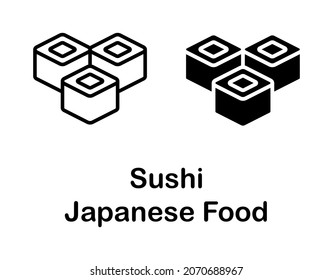 Sushi roll flat line icon. Japanese food. Outline sign for mobile concept and web design, store.