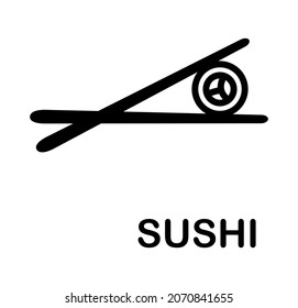 Sushi roll flat line icon. Japanese food. Outline sign for mobile concept and web design, store.