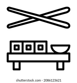 Sushi roll flat line icon. Japanese food. Outline sign for mobile concept and web design, store.