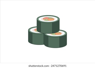 Sushi Roll Flat Sticker Design