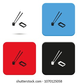 Sushi roll flat vector icon. Chopsticks illustration.