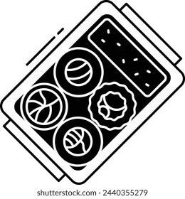 Sushi Roll glyph and line vector illustration