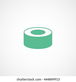 Sushi Roll Green Flat Icon On White Background