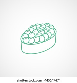 Sushi Roll Green Line Icon On White Background