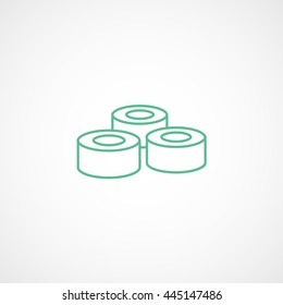 Sushi Roll Green Line Icon On White Background