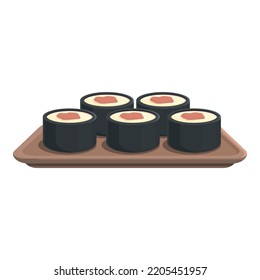 Sushi roll icon cartoon vector. Asian plate. Oden cuisine