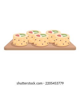 Sushi roll icon cartoon vector. Japanese food. Japan tempura