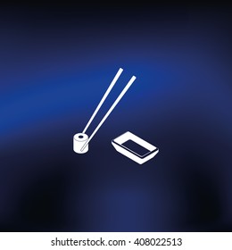 Sushi roll icon. Chopsticks illustration.