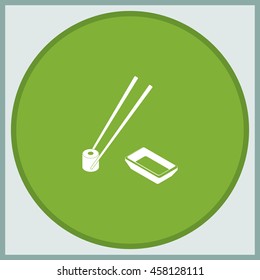 Sushi roll icon. Chopsticks illustration.