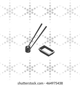 Sushi roll icon. Chopsticks illustration.