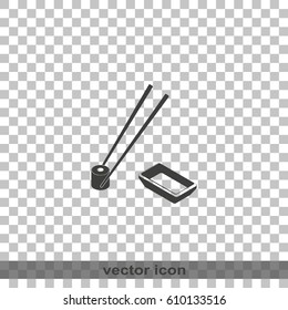 Sushi roll icon. Chopsticks illustration.