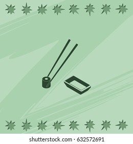 Sushi roll icon. Chopsticks illustration.