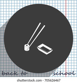 Sushi roll icon. Chopsticks illustration.