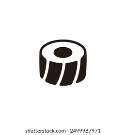 Icono de rollo de sushi. Versión de silueta plana.
