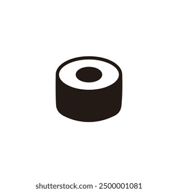 Sushi roll icon. Flat silhouette version.