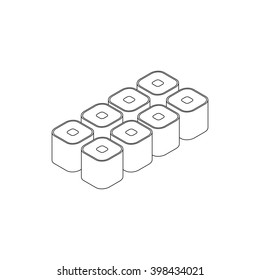 Sushi roll icon, isometric 3d style