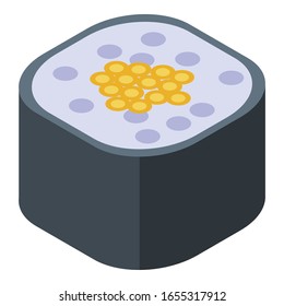 Sushi roll icon. Isometric of sushi roll vector icon for web design isolated on white background