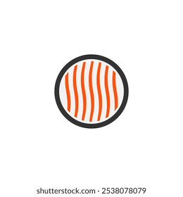 Sushi ícone de rolo e logotipo. Ilustração de vetor de cores em um plano de fundo branco.