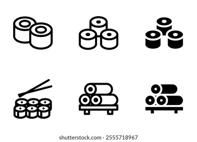 sushi roll icon set	design