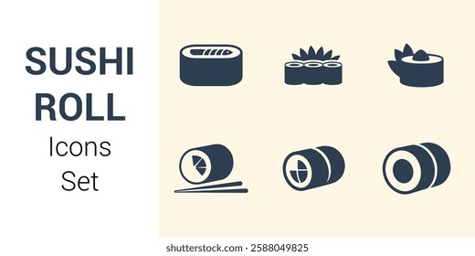 Sushi Roll Icons Set. Editable vector icon. Perfect for web and app interfaces, presentations, infographics, etc
