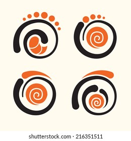 Sushi roll icons vector set
