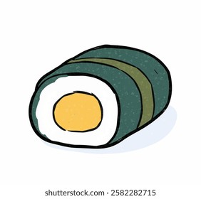 A sushi roll, ideal for Japanese meals, snacks, and dining designs.