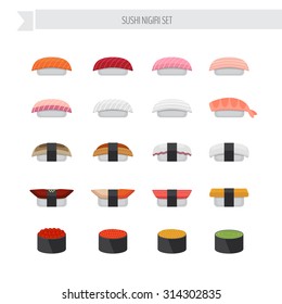 Sushi and roll illustration set.