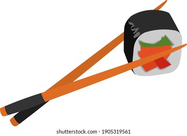 Sushi roll, illustration, vector on a white background.