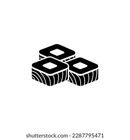 Sushi Roll, Japanese Cuisine, Traditional Food. Flat Vector Icon illustration. Simple black symbol on white background. Sushi Roll, Japanese Cuisine sign design template for web and mobile UI element
