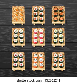 sushi roll japanese food with fish vector illustration