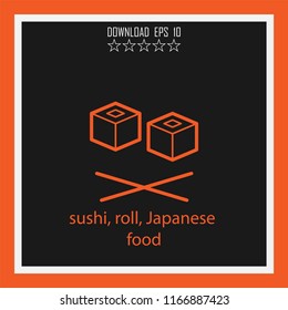 sushi, roll, Japanese food  vector icon