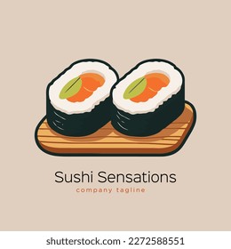 Sushi roll japanese food vector illustration in flat style. cartoon flat style