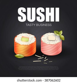 Sushi Roll. Japanese Seafood. Vector illustration