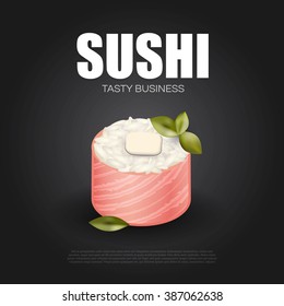 Sushi Roll. Japanese Seafood. Vector illustration