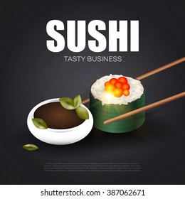 Sushi Roll. Japanese Seafood. Vector illustration