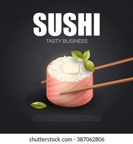 Sushi Roll. Japanese Seafood. Vector illustration