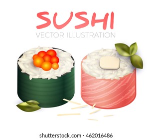 Sushi Roll. Japanese Seafood. Vector illustration