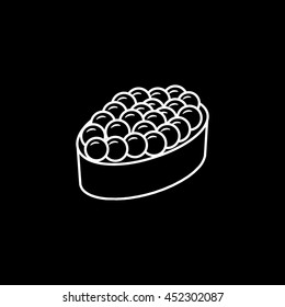 Sushi Roll Line Icon On Black Background